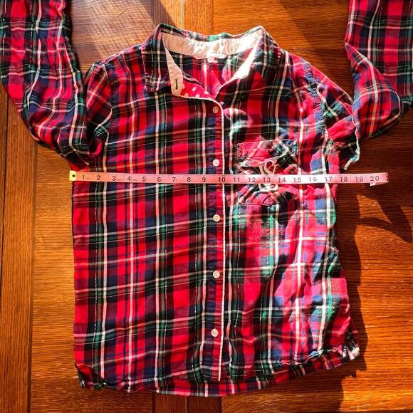 Victoria's Secret Red Plaid Long Sleeve Button Down Christmas Pajama Top Size XS - Picture 8 of 13
